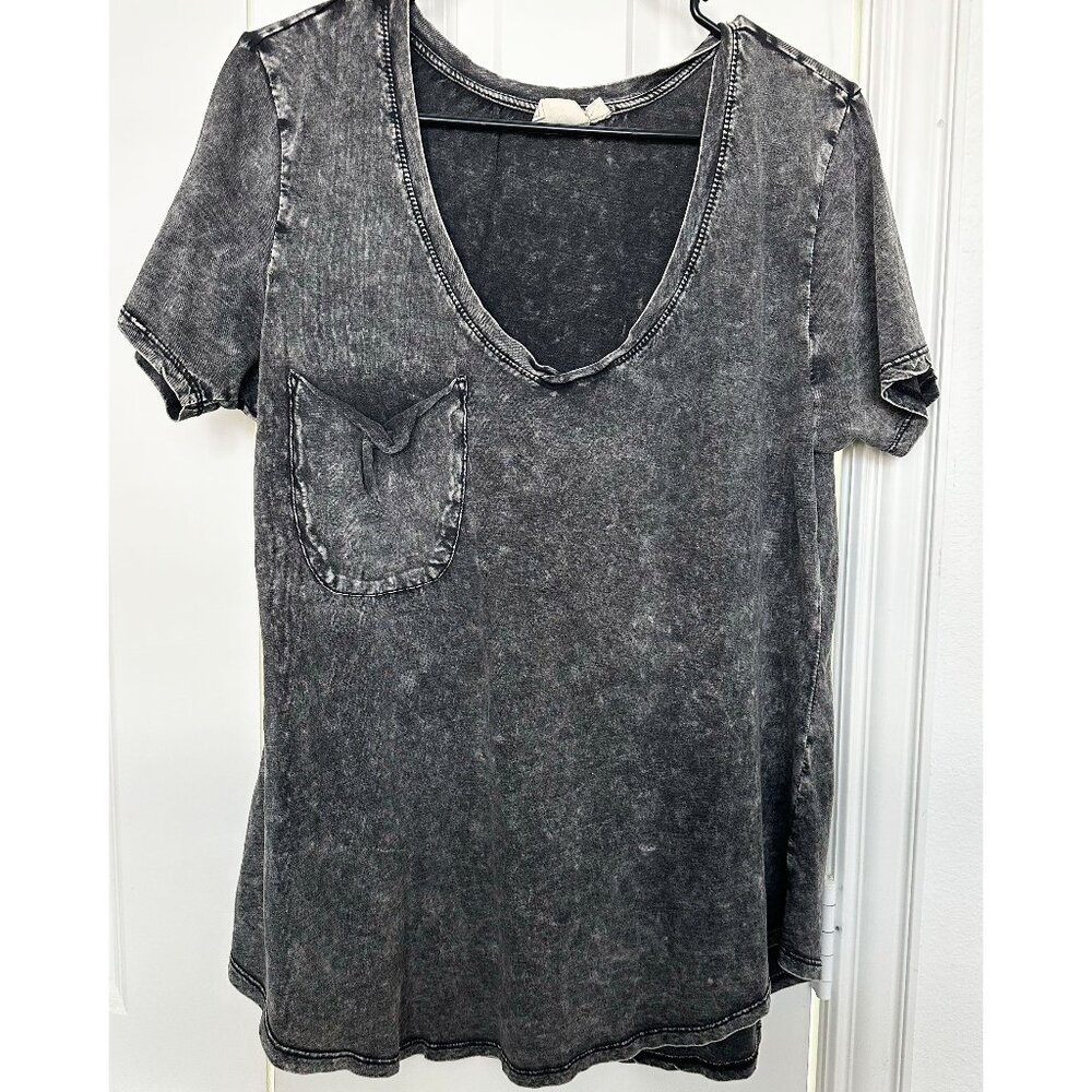 Grey Distressed Deep V Neck TShirt by White Crow
